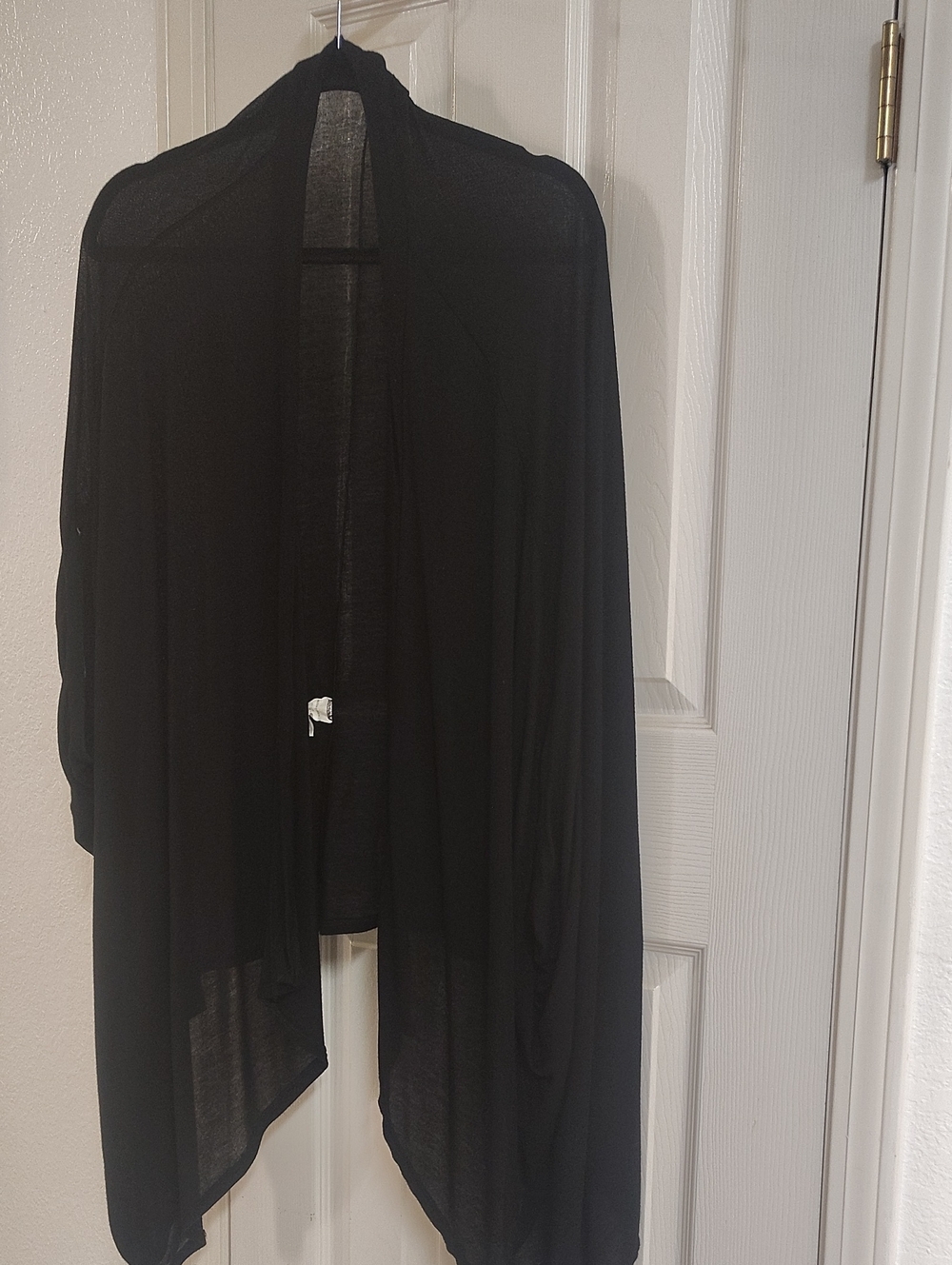 Skinny Tees Black Women's Open-Front Sheer Draped Cardigan